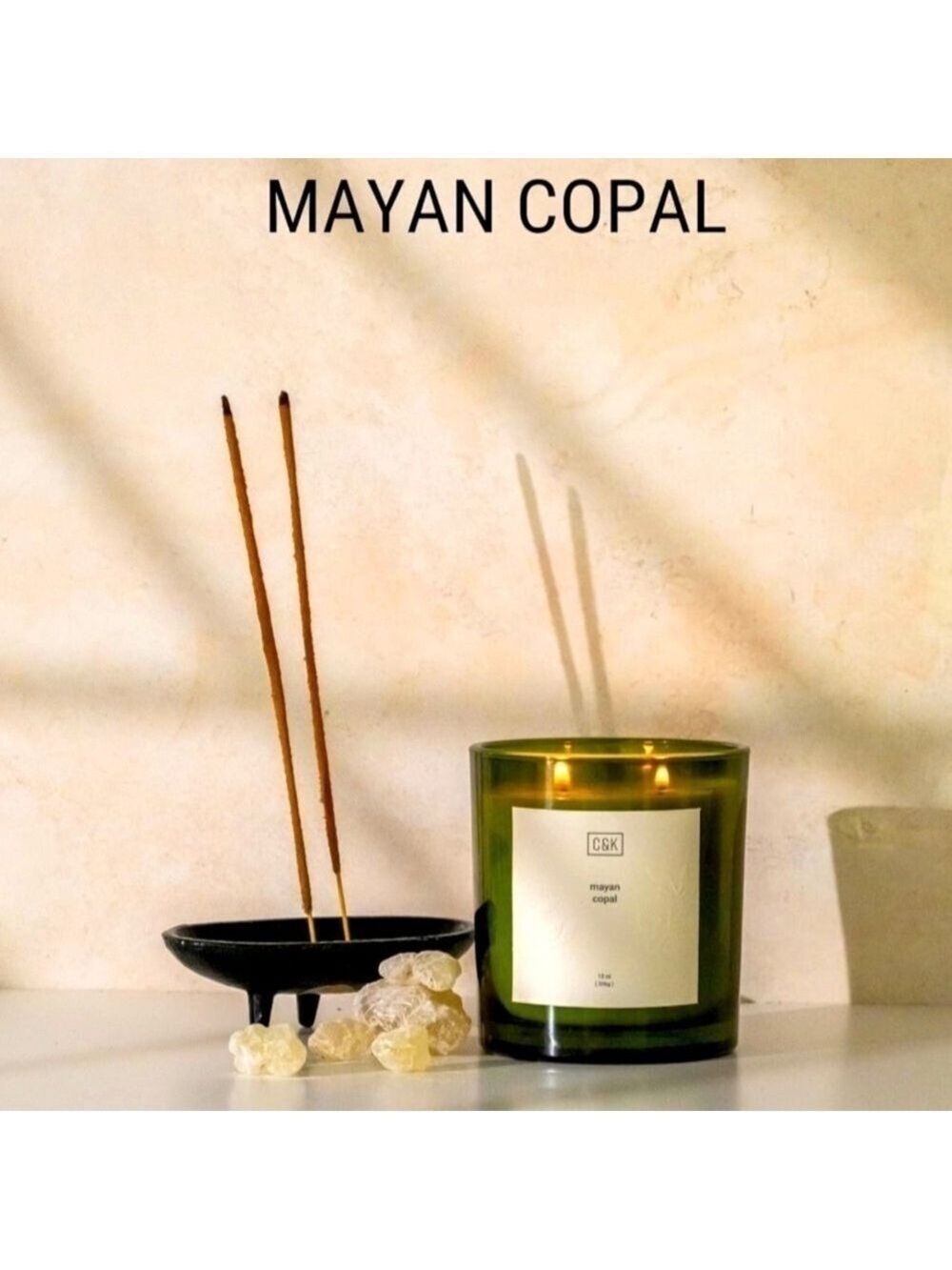 MAYAN COPAL Premium Soy Ultra Clean Burn Mayan Copal Scented Green Candle - Picture 5 of 11